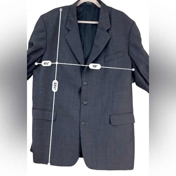 OLEG CASSINI Mens Sport Coat 40R Wool Cashmere Blazer Jacket Gray - Picture 3 of 10